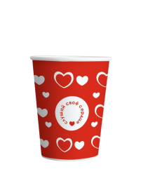 Бумажные стаканы 250 мл «Сердца» (однослойные, 50 шт) — стиль для ваших мероприятий