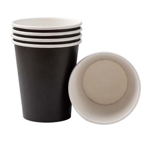 Бумажные стаканы 250 мл черный  (однослойные, 50 шт) — стиль для ваших мероприятий фото 1