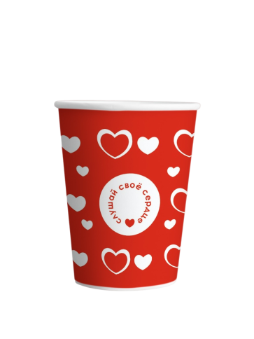 Бумажные стаканы 250 мл «Сердца» (однослойные, 50 шт) — стиль для ваших мероприятий фото 1