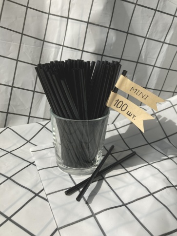 Трубочки прямые 5х125 черные 100 шт/уп. фото 1