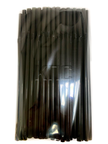 Трубочки с изгибом 8х240 черные 50шт/уп. фото 3